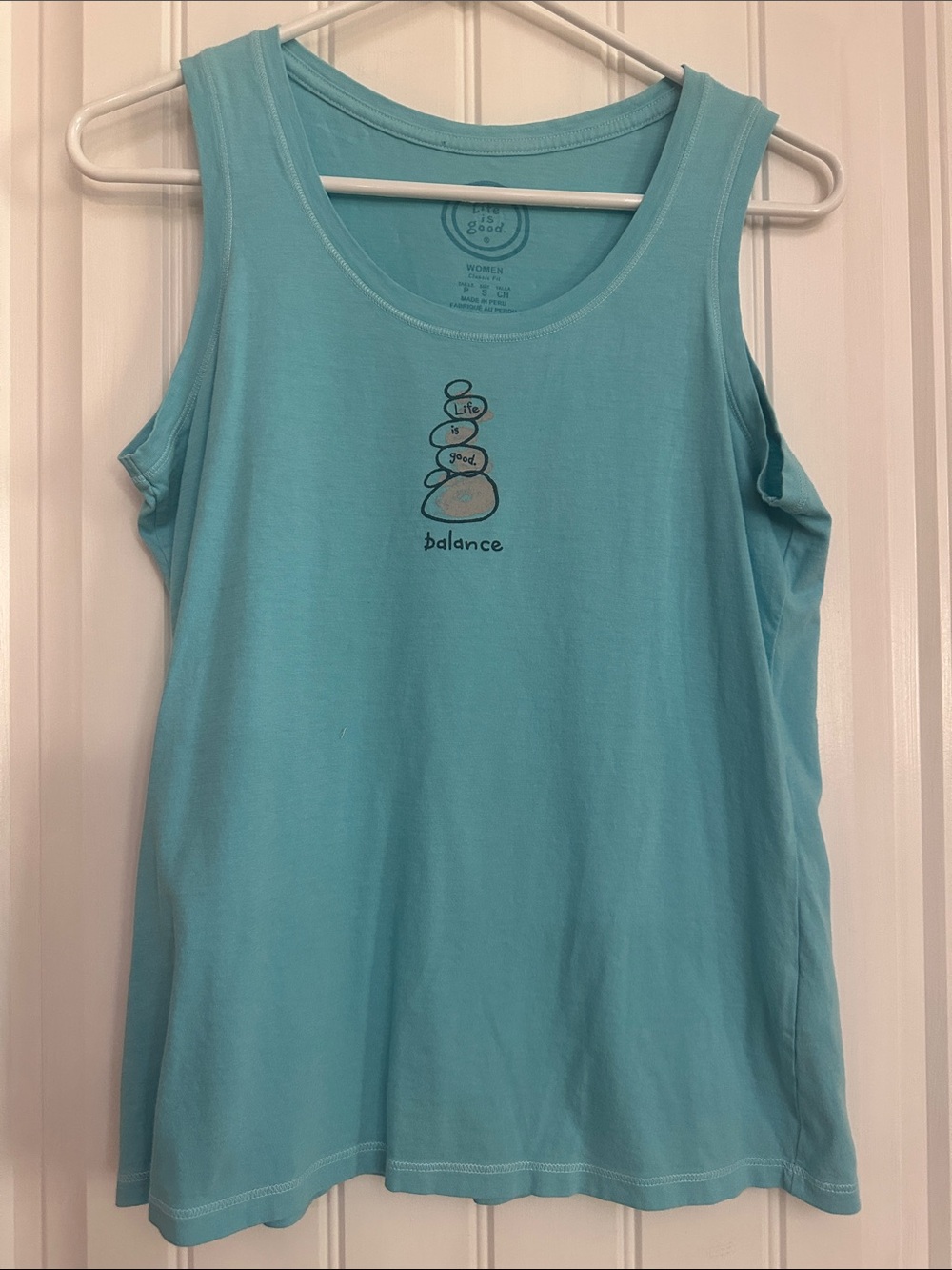 Life Is Good Light Aqua Graphic Tank Top